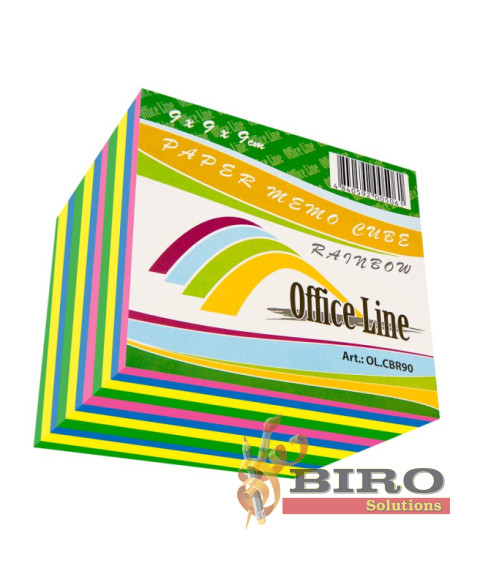 Cub din hârtie pentru notițe OfficeLine, Rainbow, 90x90x90 mm